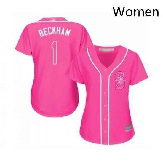 Womens Seattle Mariners 1 Tim Beckham Replica Pink Fashion Cool Base Baseball Jersey